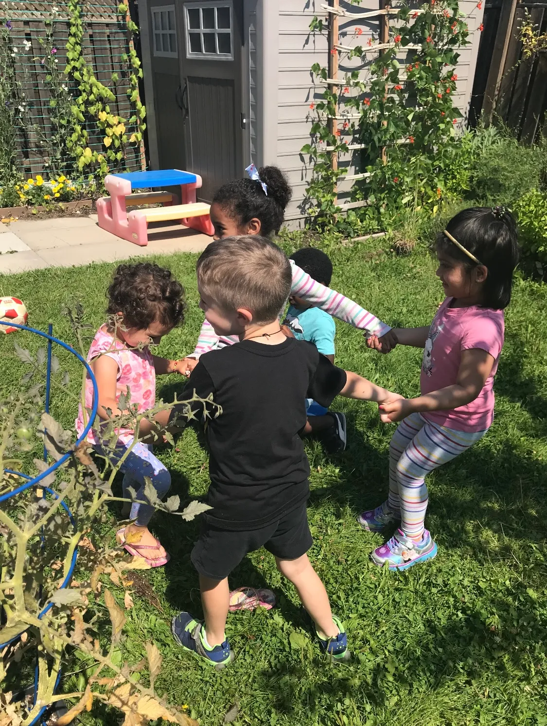 Photo of daycare kids playing tag